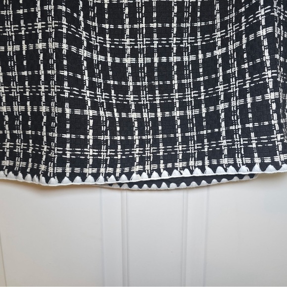 Laundry Shelli Segal Black White Plaid Knit Mini Skirt Large NWT Lined Classic - Picture 4 of 5